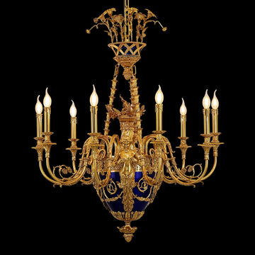 35X41 Inch 9 Lights Baroque Style Cast Copper Angles Antique French Empire Brass Chandelier-铜灯-Jecanoli