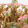 39X28 Inch 10 Lights Brass Chandelier and Green & Pink Porcelain Flower Chandelier-铜灯-Jecanoli