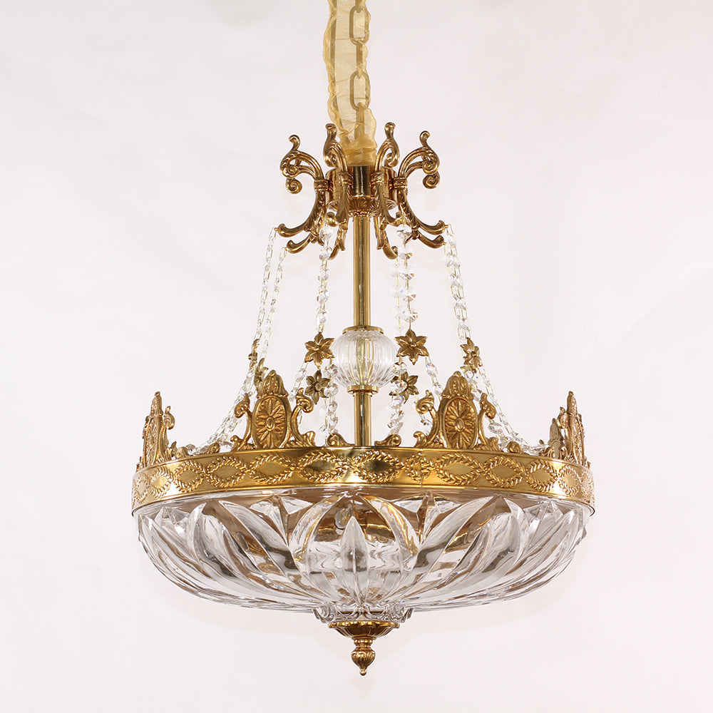 16 Inch Mini Chandelier Antique French Empire Brass Chandelier for Hallway-铜灯-Jecanoli