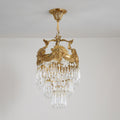 10 Inch Mini Chandelier Antique Brass and Crystal Lighting for Hallway-铜灯-Jecanoli