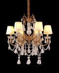 Compact 28X28 Inch 6-Light Candle Style Antique Brass Crystal Chandelier – Perfect for Bedroom Small Dining Area Entryway-铜灯-Jecanoli