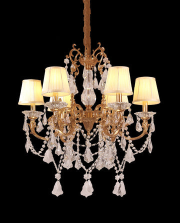 Compact 28X28 Inch 6-Light Candle Style Antique Brass Crystal Chandelier – Perfect for Bedroom Small Dining Area Entryway-铜灯-Jecanoli