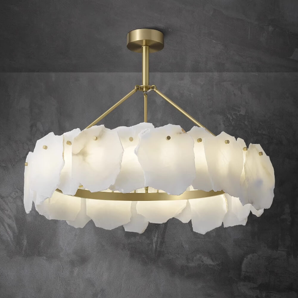 24''/ 31.5''/ 40'' Round Chandelier Modern Halo Alabaster Lighting for Bedroom-现代灯-Jecanoli