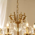 31X27 Inch 8 Lights Candle Style Traditional Chandelier Small Antique Brass and Crystal Chandelier-铜灯-Jecanoli