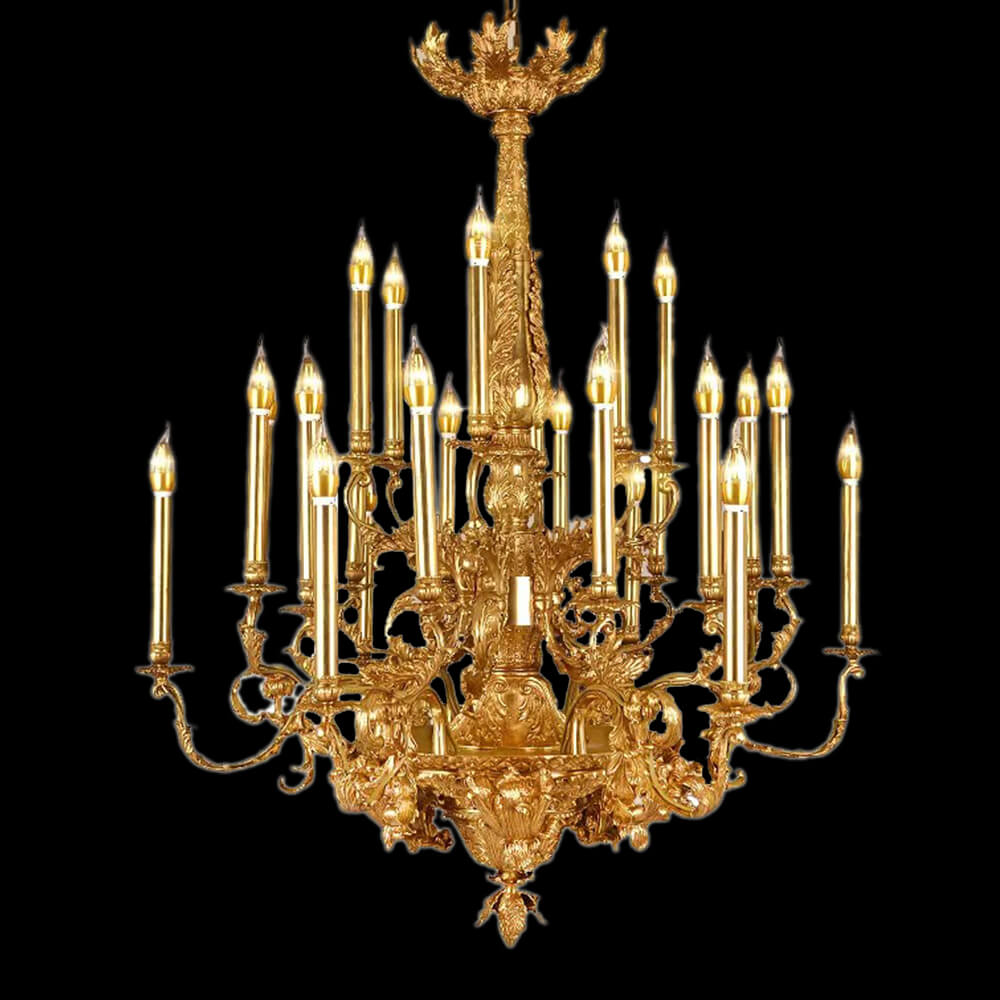 41X43 Inch 24 Lights Baroque Style Antique French Copper Chandelier-铜灯-Jecanoli
