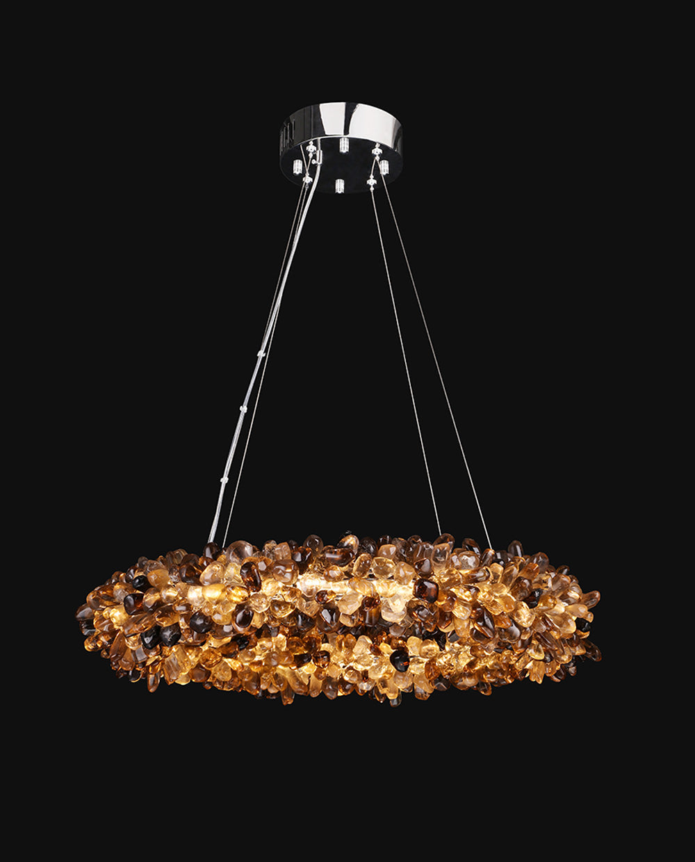 Multiple Size Modern Smoky Rock Crystal Halo LED Chandelier Pendant Light-现代灯-Jecanoli