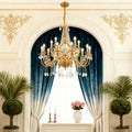43X39 Inch 15 Lights Two-tier Traditional Brass and Crystal Chandelier for Living Room-铜灯-Jecanoli