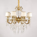 Statement 31X30 Inch 8-Light Candle Style Antique Brass Crystal Chandelier – Perfect for Dining Room Living Room Entryway-铜灯-Jecanoli