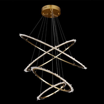 (16+24+31.5+40) Inch 4 Rings Quartz Crystal Chandelier Modern Suspended Hanging Light-现代灯-Jecanoli