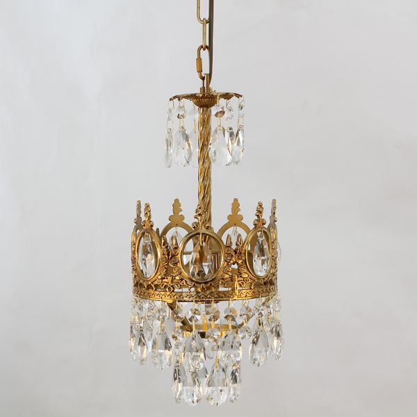 6 Inch Mini Crystal Pendant Light for Kitchen Island Empire Style Brass Crystal Chandelier-铜灯-Jecanoli