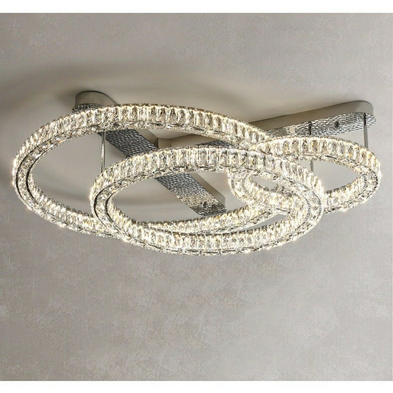 2/ 3 Rings Flush Mount Living Room Chandelier Crystal Bedroom Ceiling Light Fixture-Chandeliers-Jecanoli