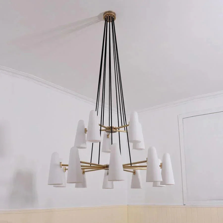 2 - Tier White Porcelain Round Chandelier - Jecanoli
