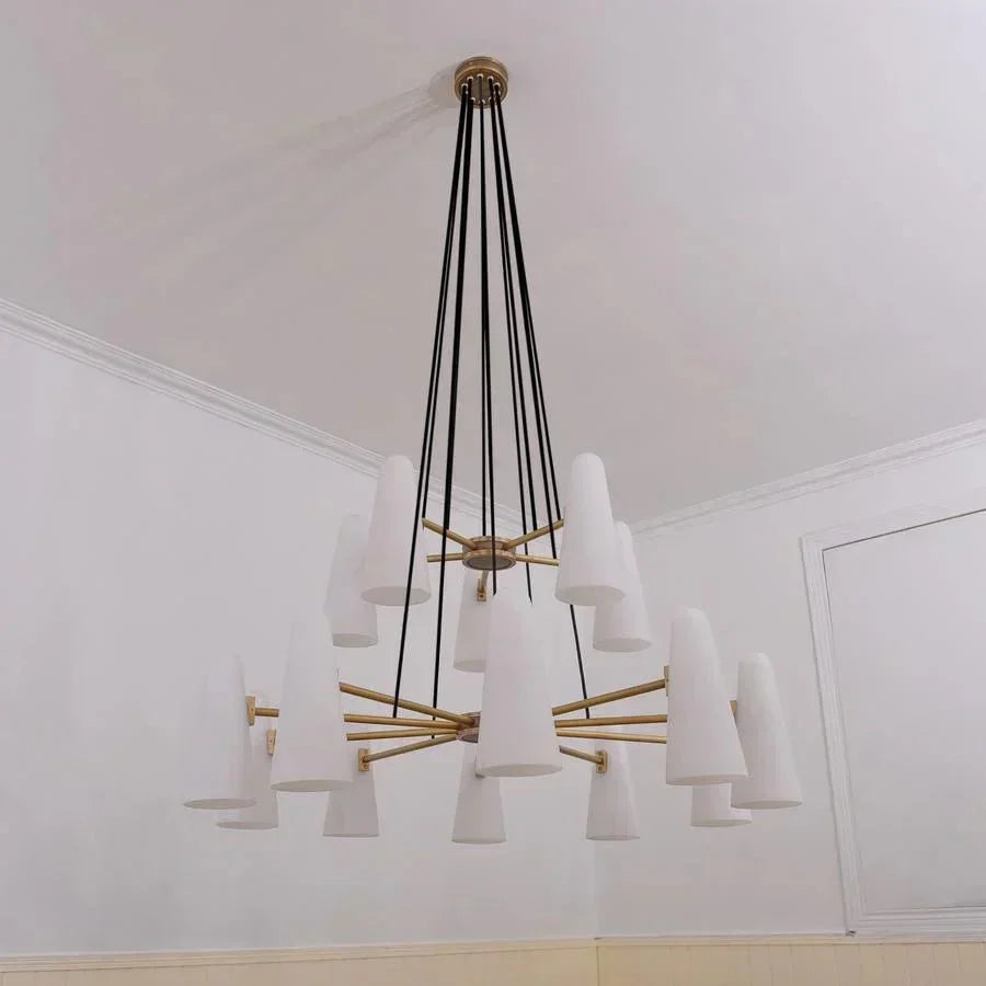 2 - Tier White Porcelain Round Chandelier - Jecanoli