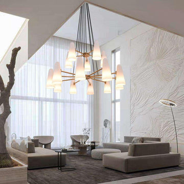 2 - Tier White Porcelain Round Chandelier - Jecanoli