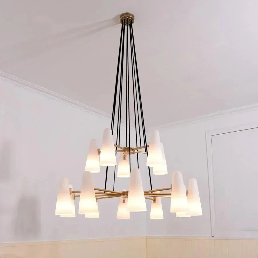 2 - Tier White Porcelain Round Chandelier - Jecanoli