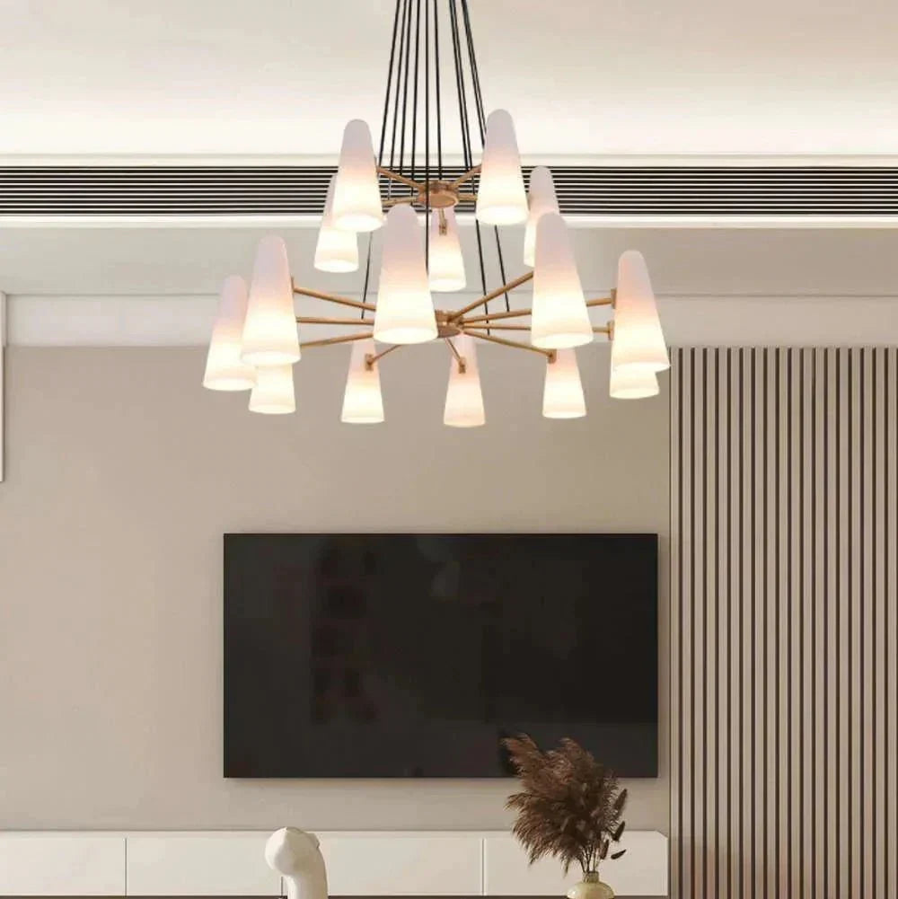 2 - Tier White Porcelain Round Chandelier - Jecanoli
