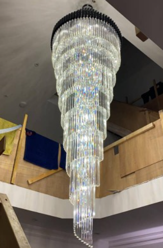 Long Spiral Crystal Chandelier for Staircase 39"W 118"H-大吊灯-Jecanoli