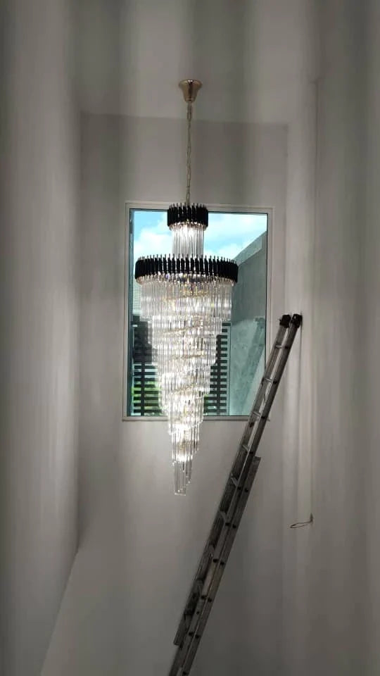 Classic Large Multi-layered Spiral Crystal Chandelier for Foyer/ Staircase