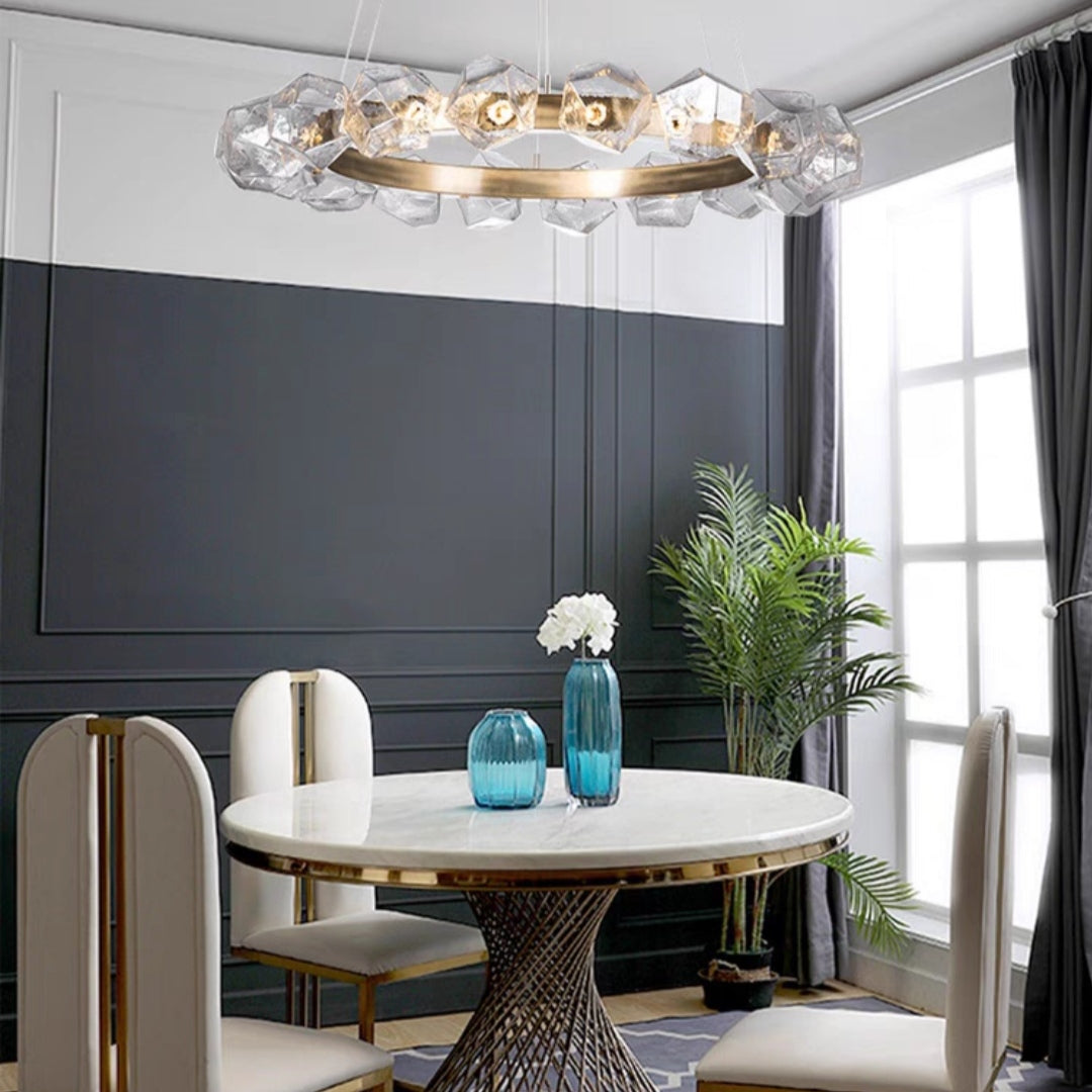 chandelier,chandeliers,glass,metal,led,circle,round,ring,bronz,grey,gray,smoky,ash,living room,dining room,bedroom