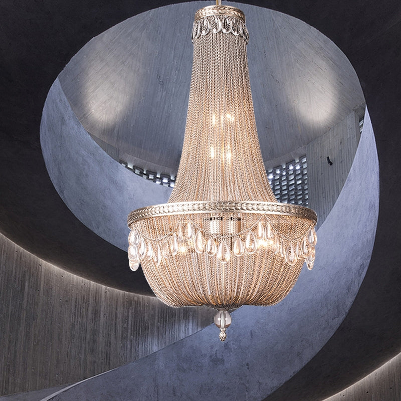 Oversize Modern Metal Art Luxury Crystal Chandelier for Duplex Hall/Staircase/Villa/Foyer