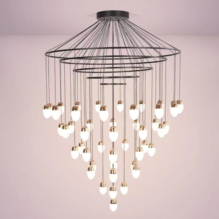 Drape Multi-Tier Chandelier,chandelier,chandeliers,layers,multi-tier,minimalist,designer recommended,designer style3,staircase,long,big,huge,large,black iron