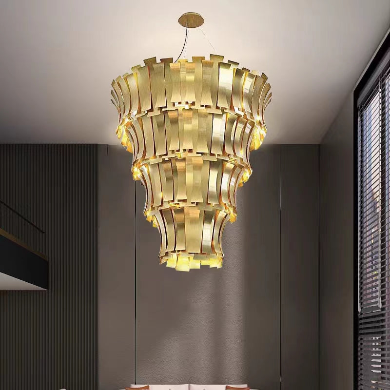 Etta Chandelier,chandelier,chandelier,gold,luxury,stainless steel,chandeliers,multi-tier,layer,layers,tiers,living room,high ceiling room