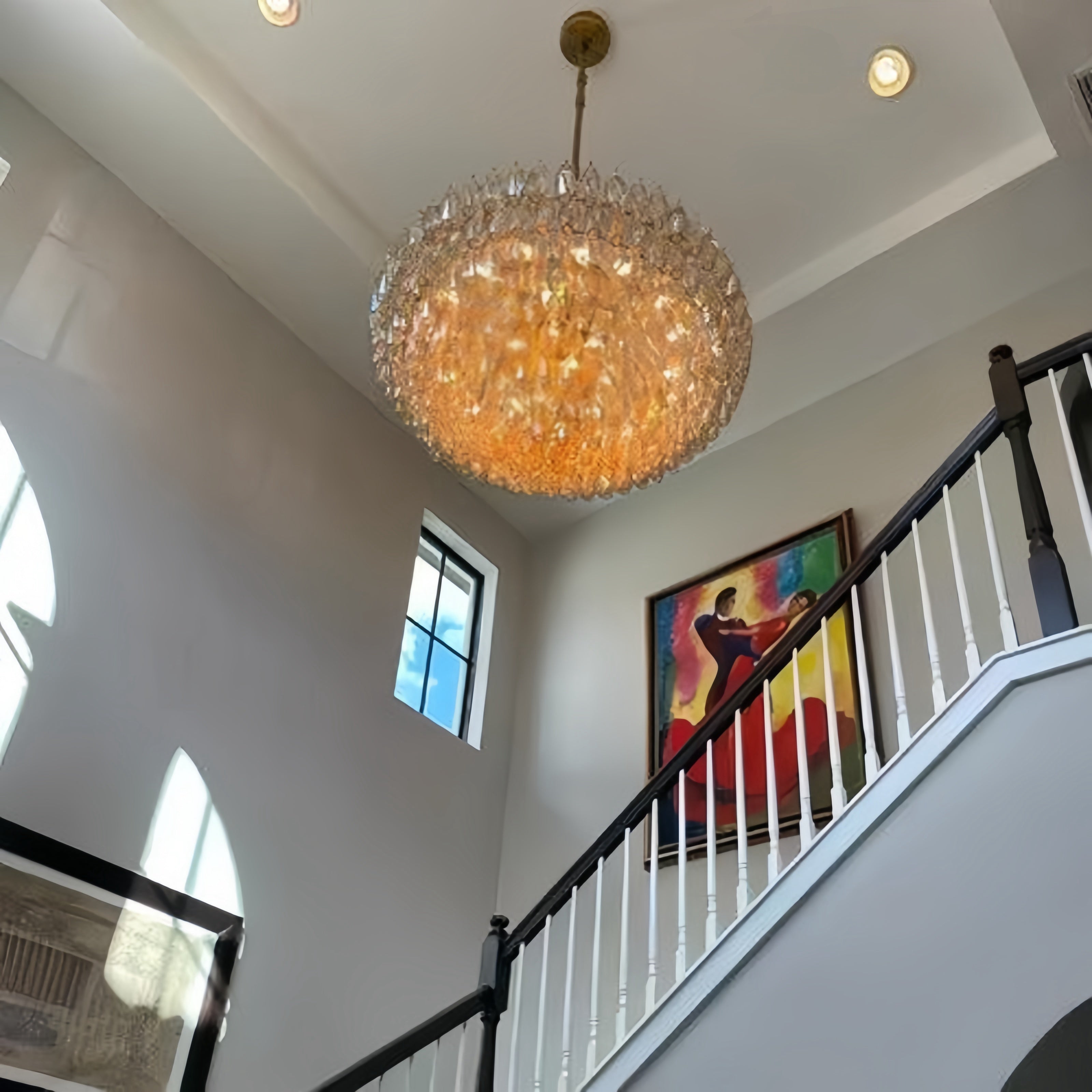 Cyra Glass Tiered Round Chandelier