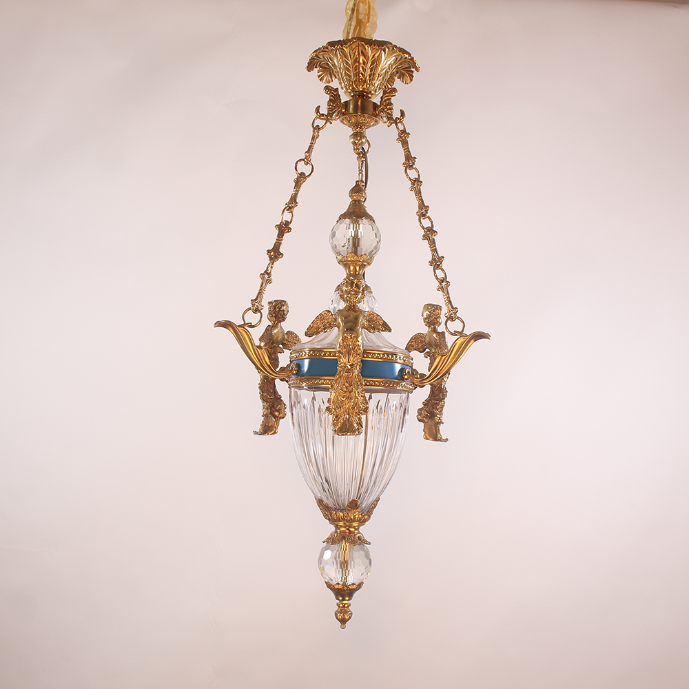 20X35 Inch 1 Light Rococo Style Antique French Copper Chandelier Pendant Light-铜灯-Jecanoli