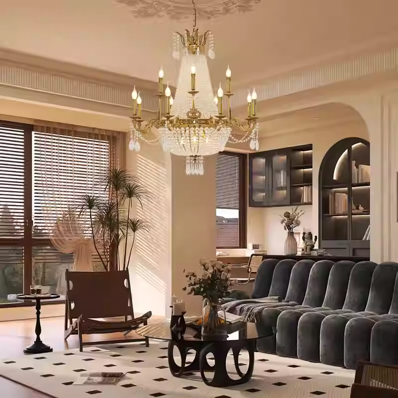 37X39 Inch 15 Lights French Empire Brass and Crystal Chandelier-铜灯-Jecanoli