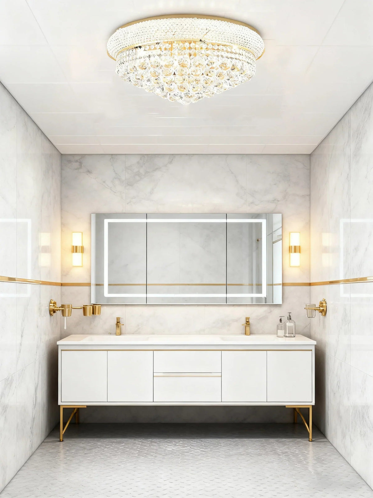 20'' Round Crystal Ceiling Light Empire Flush Mounted Crystal Chandelier-吸顶灯-Jecanoli