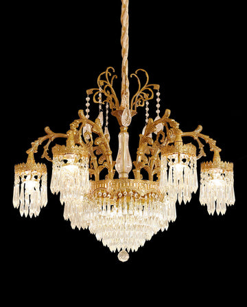 29.5 Inch Wide French Empire Style Brass Crystal Chandelier Gold Living Room Chandelier-铜灯-Jecanoli