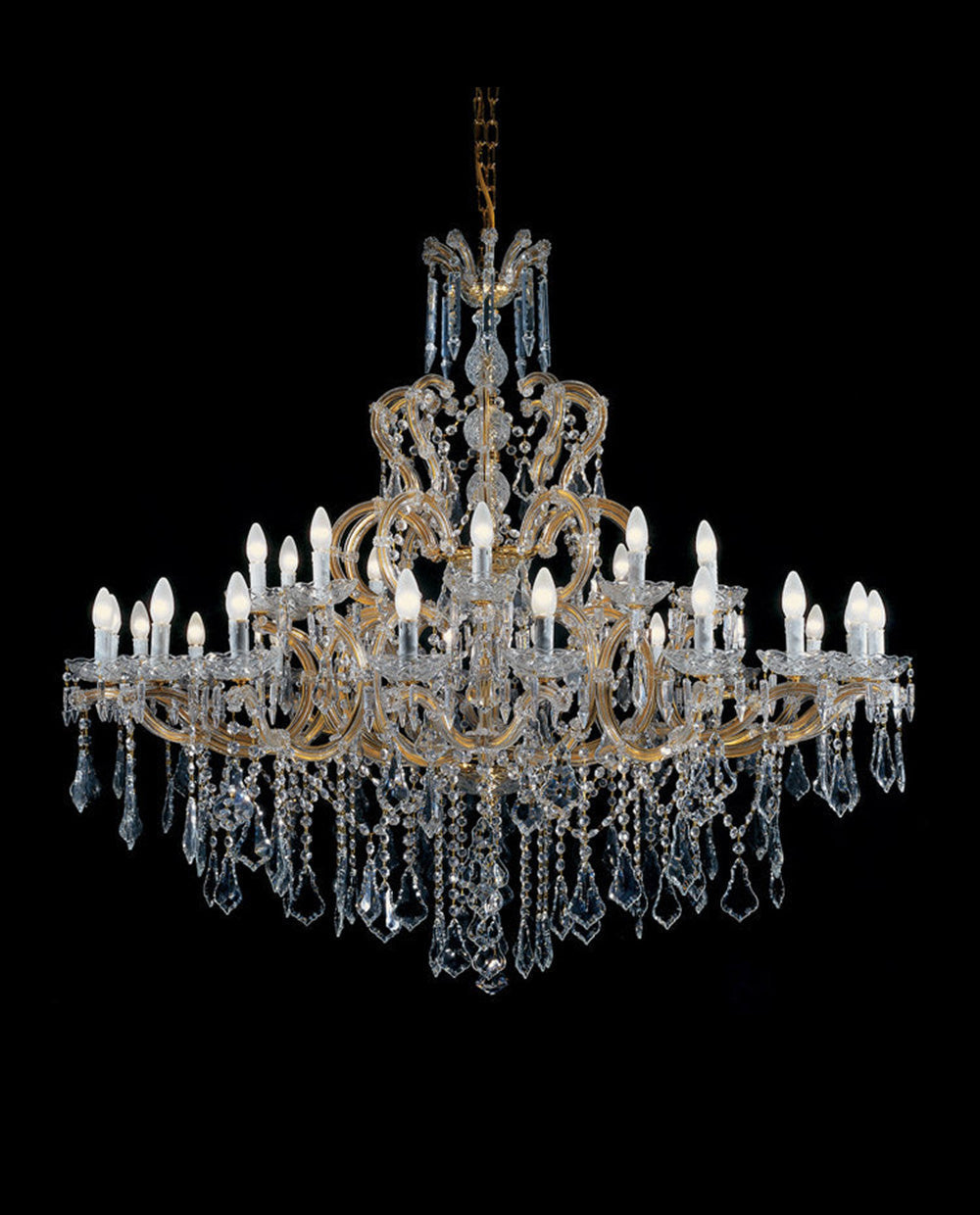 57X53 Inch Two Tiers Candle Style Crystal Chandelier 30 Lights Gold Maria Theresa Chandelier for Dining Room-大吊灯-Jecanoli