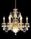 Six Brass Arms Classical Crystal Chandelier Small Gold Chandelier for Bedroom 26X26 Inch-铜灯-Jecanoli