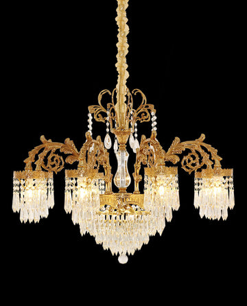 33 Inch Wide French Empire Style Brass Crystal Chandelier Gold Living Room Chandelier-铜灯-Jecanoli