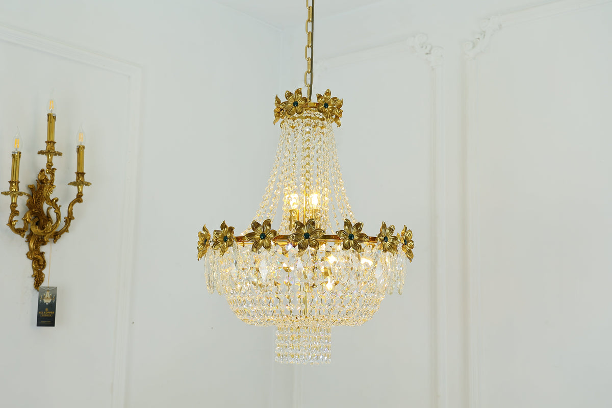 24X30 Inch Classical French Empire Brass and Crystal Chandelier-铜灯-Jecanoli