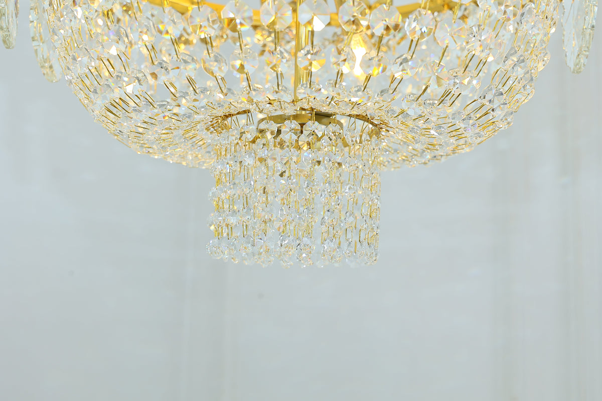 24X30 Inch Classical French Empire Brass and Crystal Chandelier-铜灯-Jecanoli