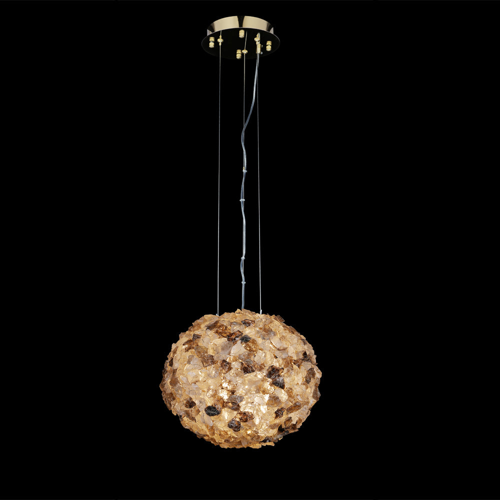 Modern Clear & Smoky Rock Crystal Ball Pendant Light-现代灯-Jecanoli