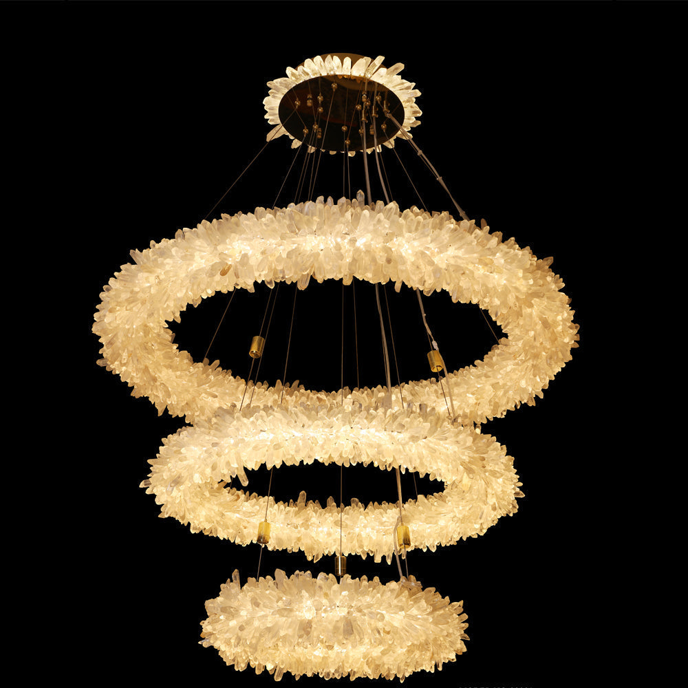 (24+36+48) Inch 3 Tiers Modern Geode Quartz Crystal LED Ring Chandelier-现代灯-Jecanoli