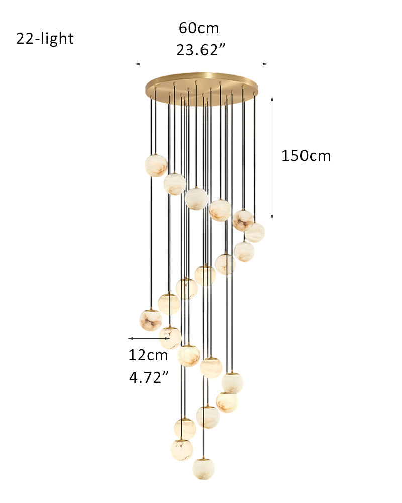 Small Alabaster Cluster Globes Ceiling Pendant Light For High Ceiling