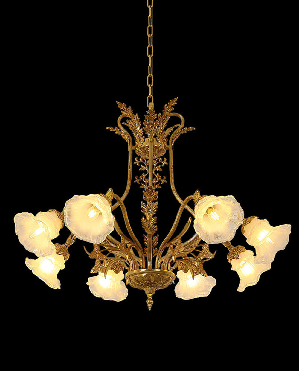 8 Lights Classical Retro Brass Chandelier Light 36X27 Inch-铜灯-Jecanoli