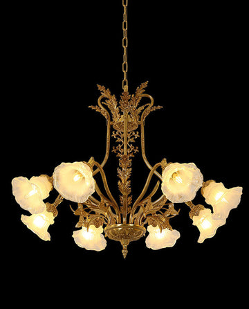 8 Lights Classical Retro Brass Chandelier Light 36X27 Inch-铜灯-Jecanoli