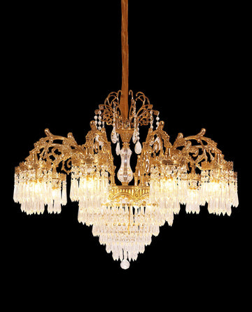 37 Inch Wide French Empire Style Brass Crystal Chandelier Gold Living Room Chandelier-铜灯-Jecanoli