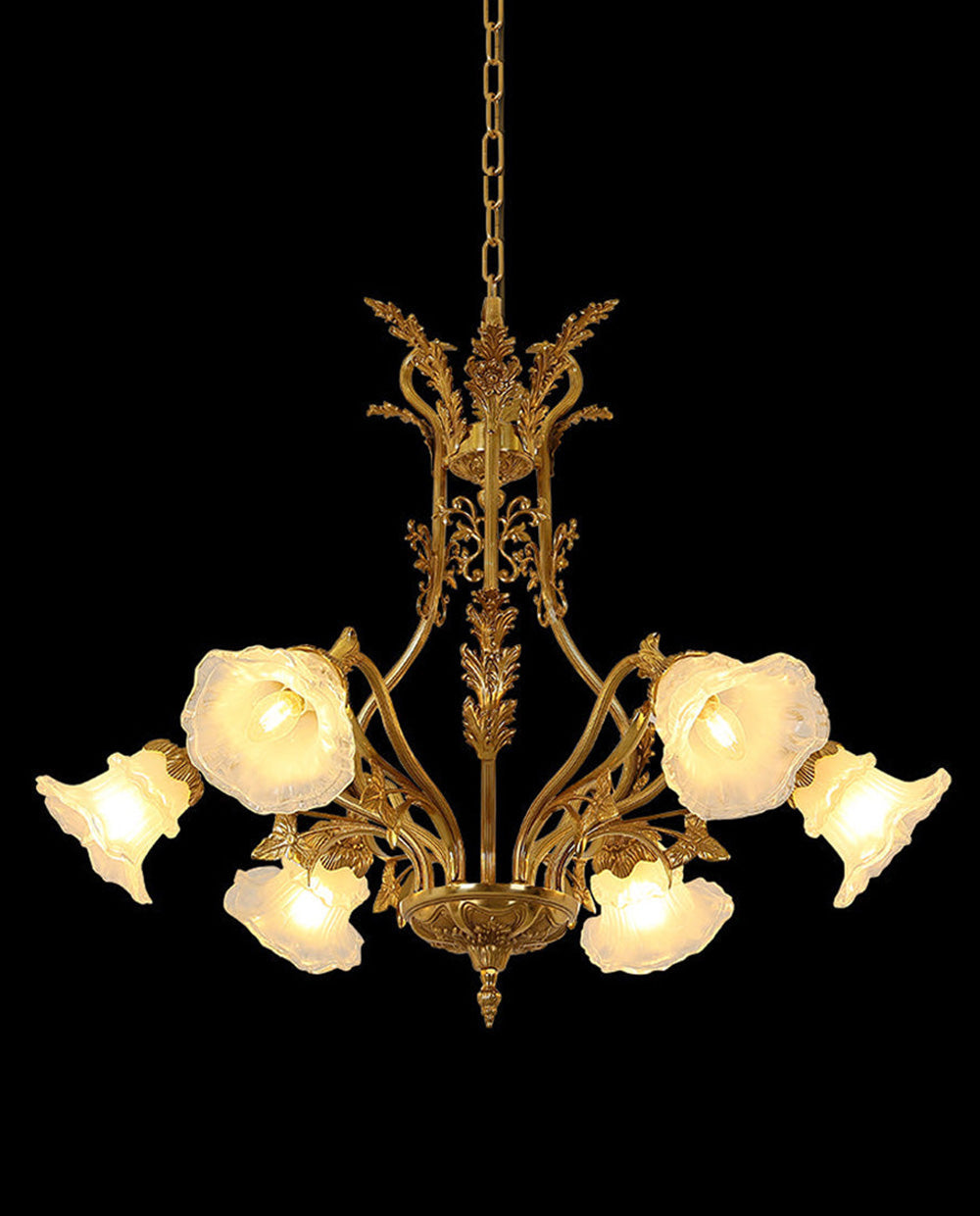 6 Lights Classical Retro Brass Chandelier Light 33X27 Inch-铜灯-Jecanoli