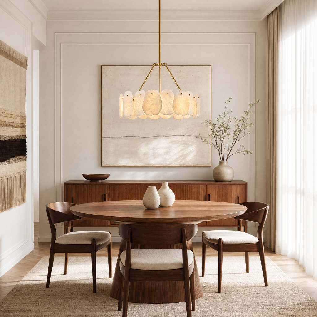 24" Spanish Alabaster Round Chandelier