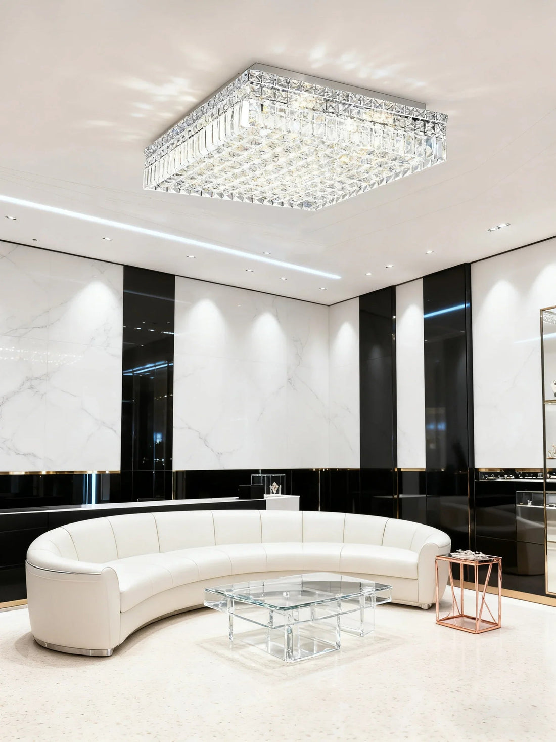 24'' Square Flush Mounted Chandelier K9 Crystal Ceiling Light-吸顶灯-Jecanoli