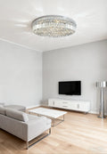 24'' Round Flush Mounted Chandelier Modern Crystal Ceiling Light-吸顶灯-Jecanoli