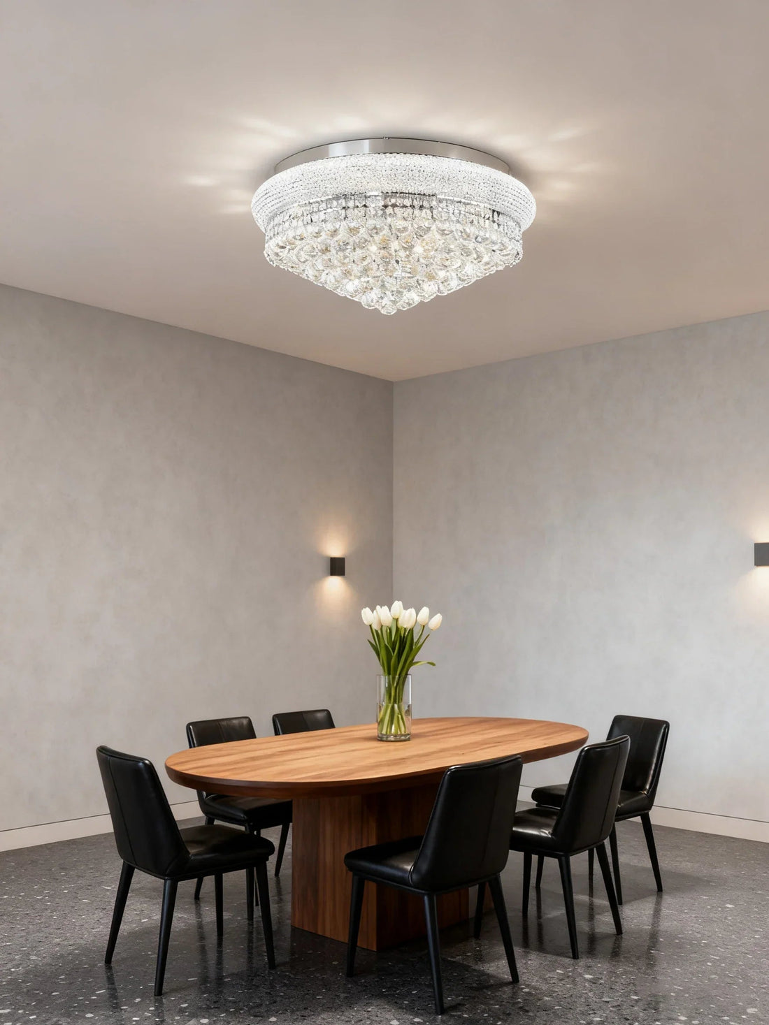 24'' Round Crystal Ceiling Light Empire Flush Mounted Crystal Chandelier-吸顶灯-Jecanoli