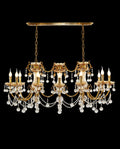 12 Lights 50 Inch Linear Traditional Gold Brass and Crystal Chandelier for Dining Room-铜灯-Jecanoli