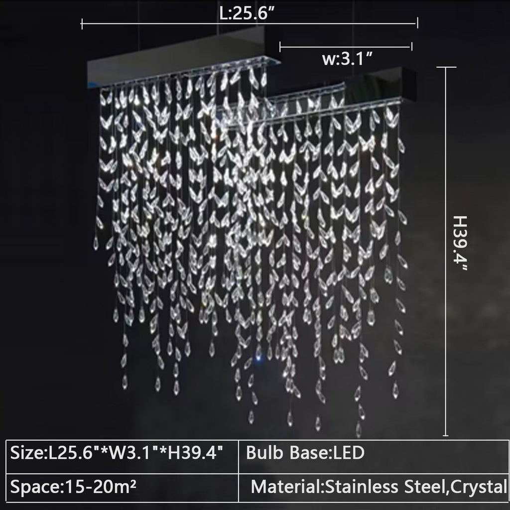 2023 New Modern Creative Light Luxury Tassel Long Crystal Chandelier Designer Models Dining Table/Bar Light Fixture
