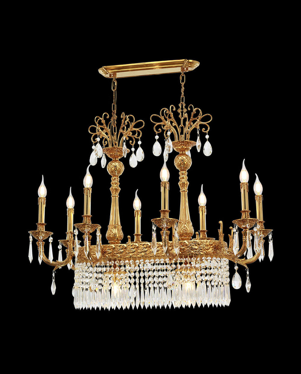 36 Inch Linear Chandelier French Empire Style Brass and Crystal Dining Chandelier-铜灯-Jecanoli
